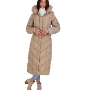 Steve Madden Champagne Long Puffer Coat Size XS NWT $225